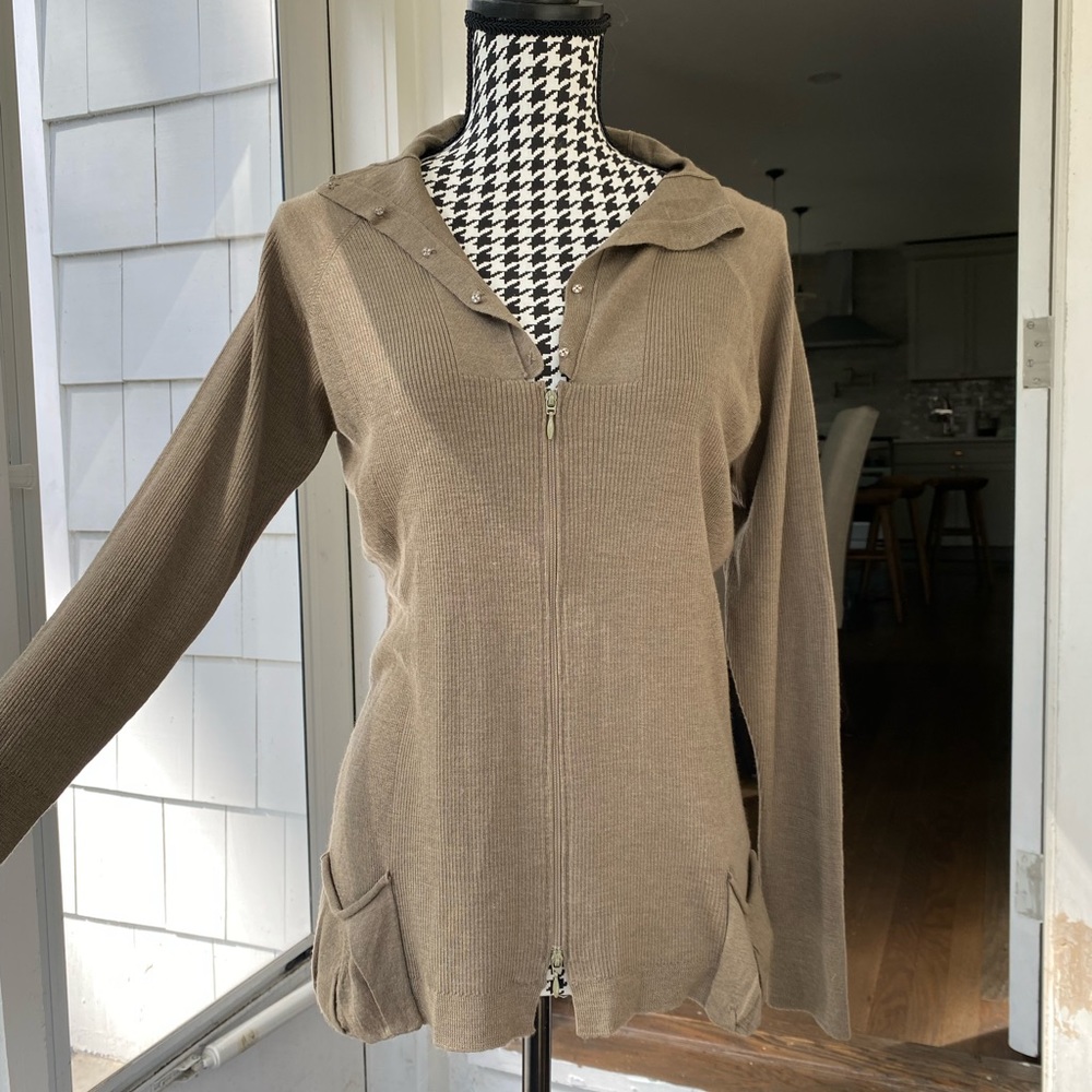 Cotelac Wool & Silk Zip Up Cardigan